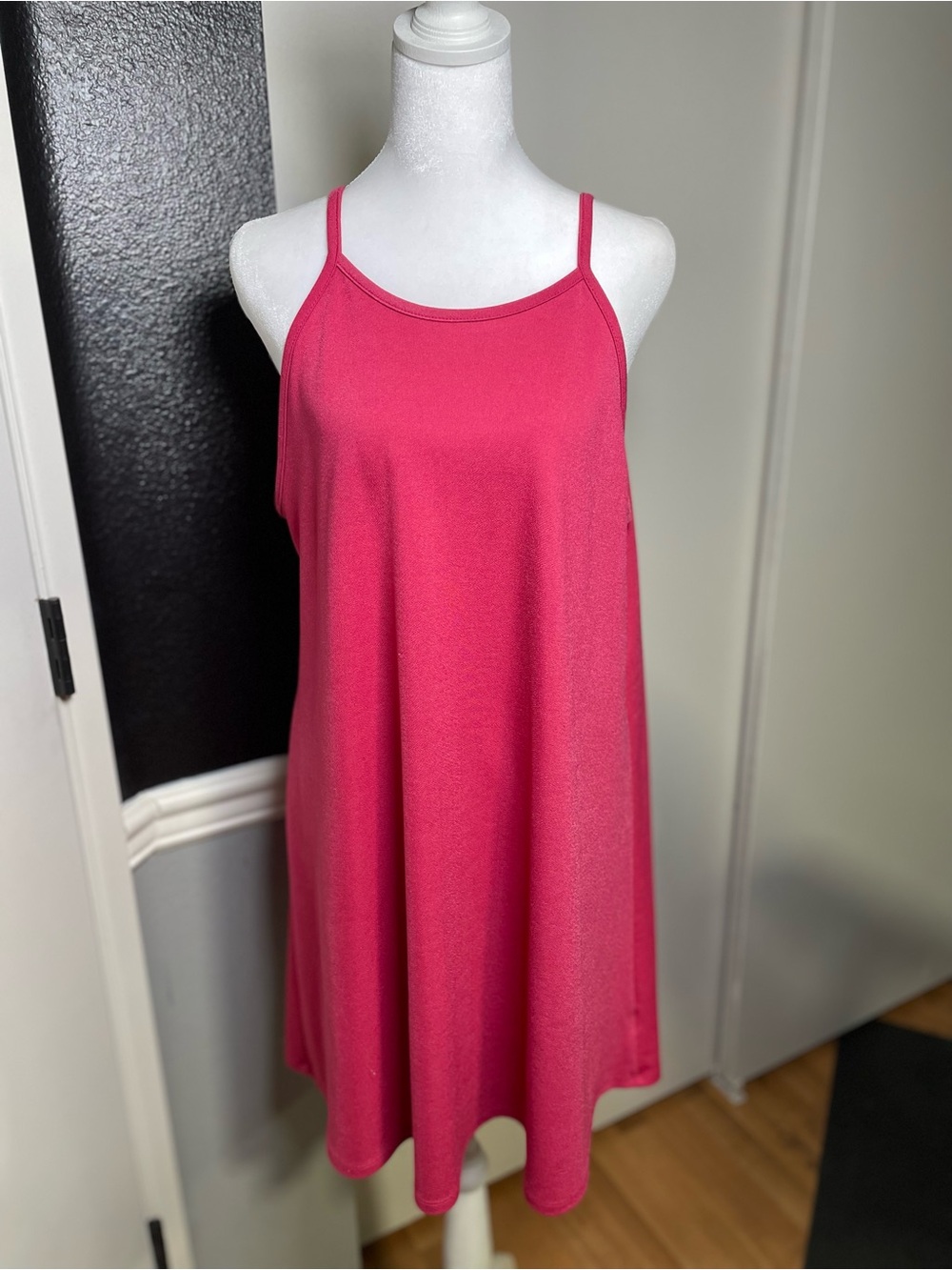 Coral Spaghetti Strap Swing Dress